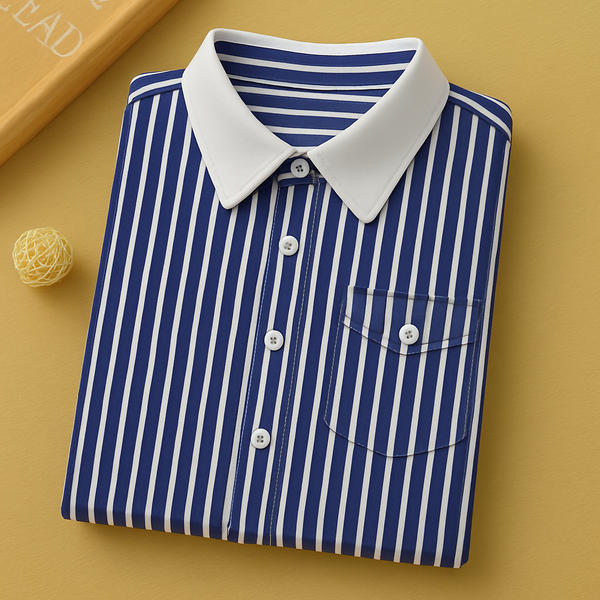 Men's Navy Lining Regular Fit Shirt - Merinowear
