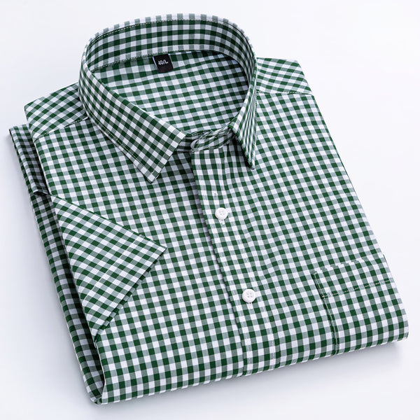 Men's Green Checked Half Sleeve Shirt - Merinowear