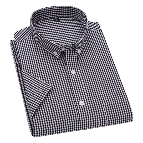 Men's Black Checked Half Sleeve Shirt - Merinowear