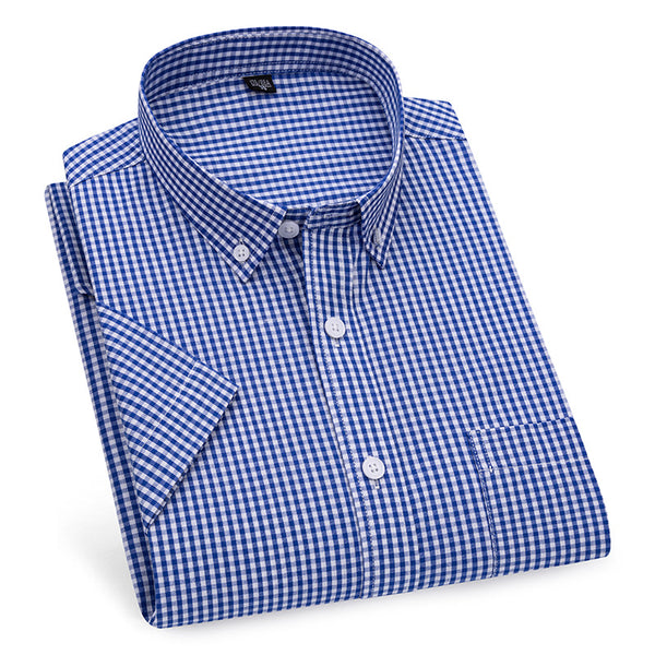 Men's Navy Checked Half Sleeve Shirt - Merinowear