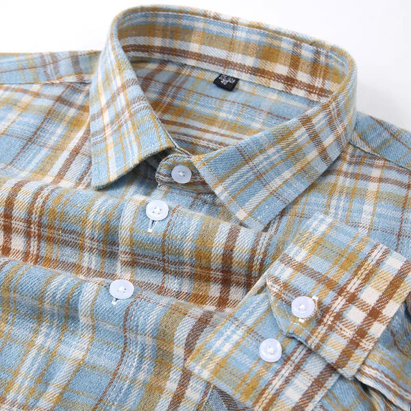 Men's Brown Regular Fit Checks Full Sleeve Shirt - Merinowear
