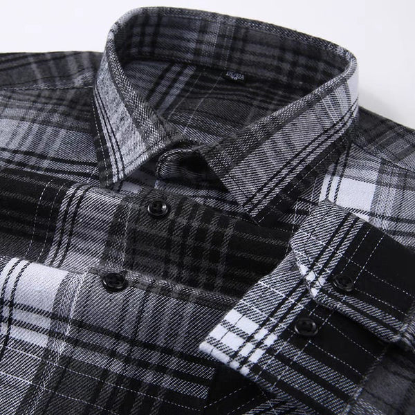 Men's Black Regular Fit Checks Full Sleeve Shirt - Merinowear