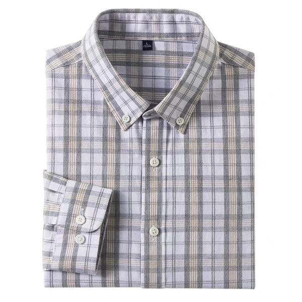 Men's Light Gray Checks Full Sleeve Shirt - Merinowear