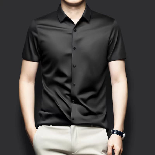 Men's Black Shartin Half Sleeve Shirt - Merinowear
