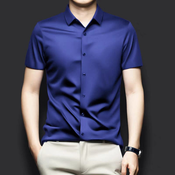Men's Navy Shartin Half Sleeve Shirt - Merinowear