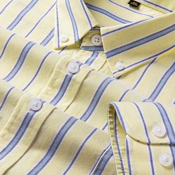 Men's Yellow Striped Full Sleeve Shirt - Merinowear