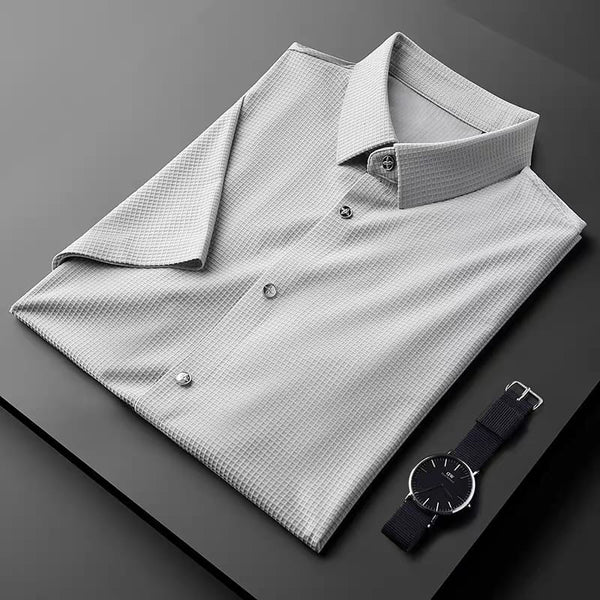 Men's Gray Textured Half Sleeve Shirt - Merinowear