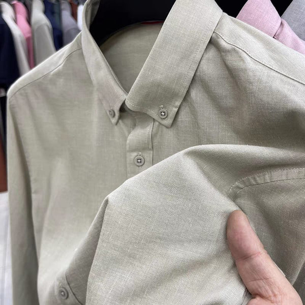 Men's Brown Linen Regular Fit Shirt - Merinowear