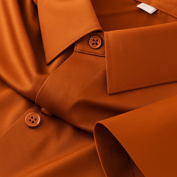 Men's Orange Shatin Half Sleeve Shirt - Merinowear