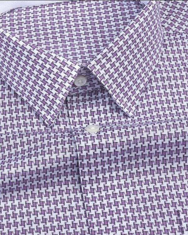 Men's Purple Regular Fit Pure Cotton Shirt - Merinowear