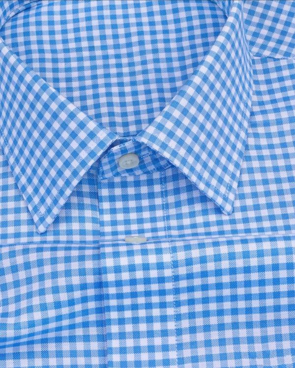 Men's Sky Blue Regular Fit Checks Full Sleeve Shirt - Merinowear