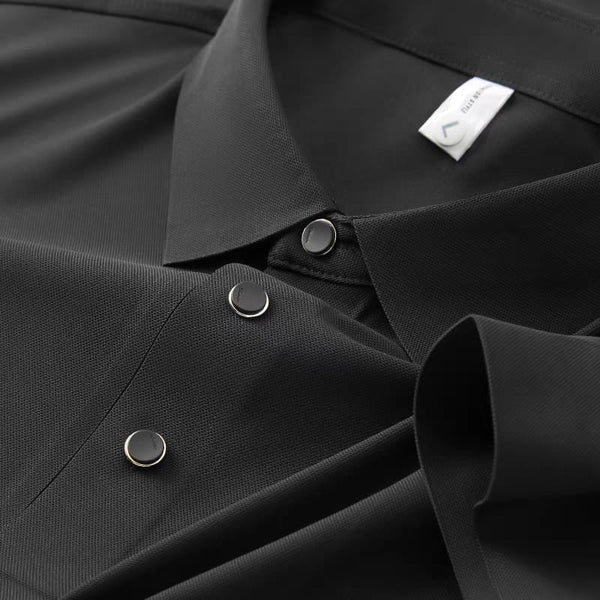 Self Black Stitchless Half Sleeve Polo T-shirt - Merinowear