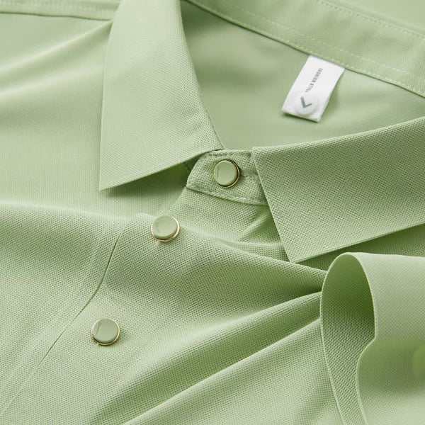 Men's Light Green Stitchless Half Sleeve Polo T-shirt - Merinowear