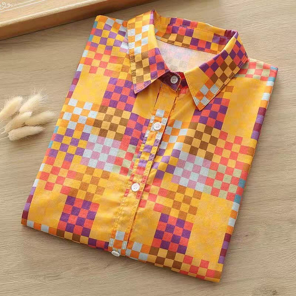 Men's Yellow Printed Regular Fit Full Sleeve Shirts - Merinowear
