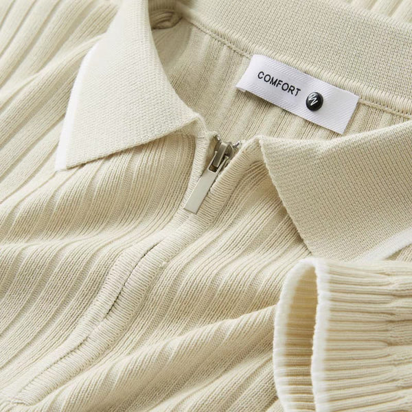 Men's Brown Woolan Zip Half Sleeve T-Shirt - Merinowear