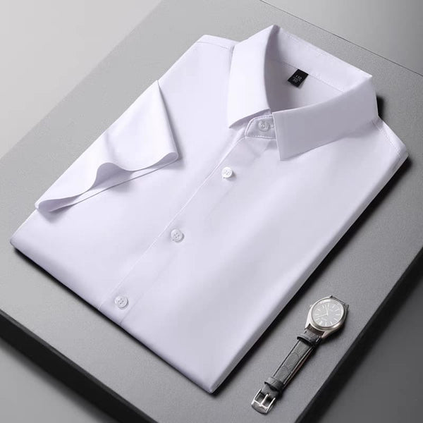 Men's White Shartin Half Sleeve Shirt - Merinowear