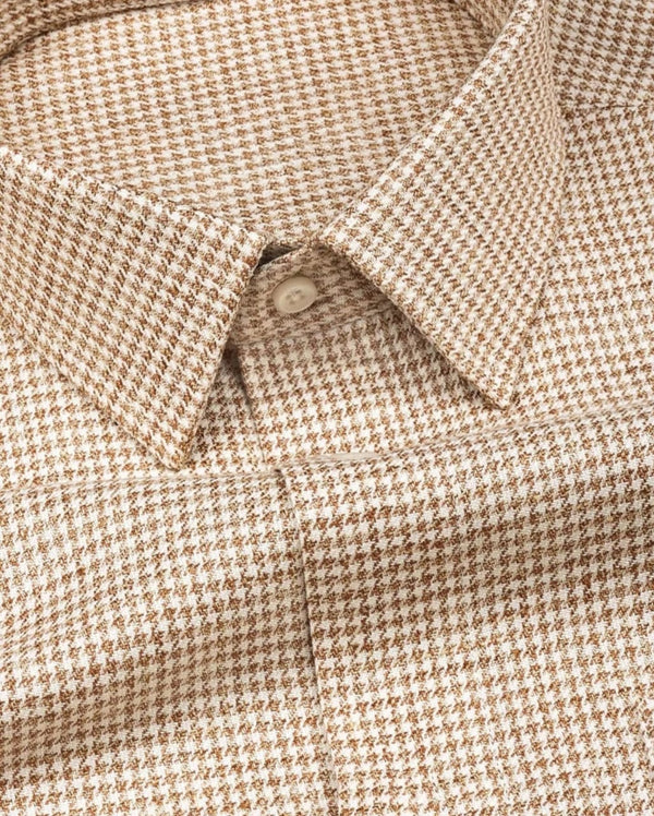 Men's Brown Regular Fit Pure Cotton Shirt - Merinowear