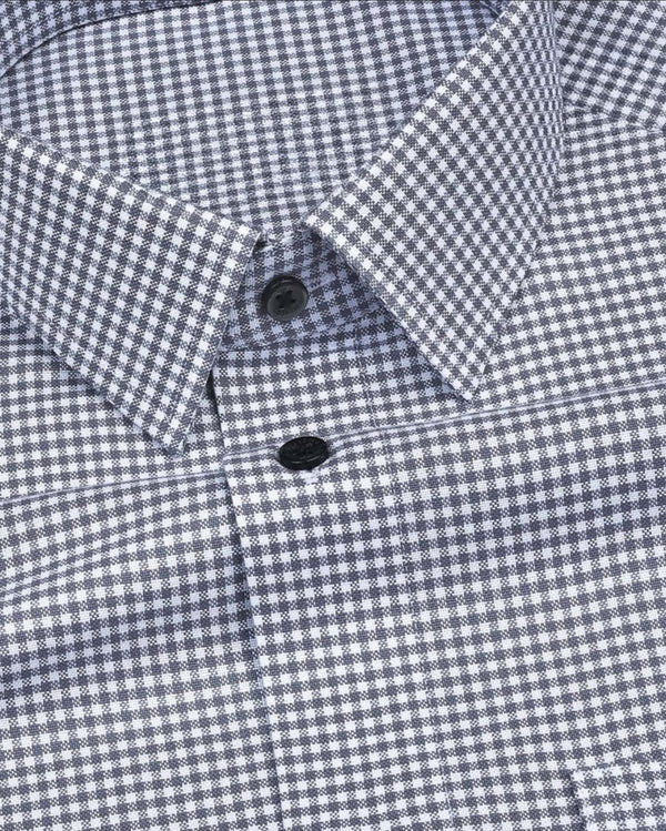 Men's Black Regular Fit Checks Full Sleeve Shirt - Merinowear
