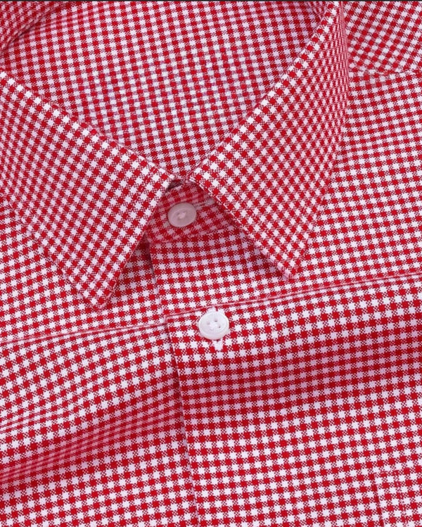 Men's Red Regular Fit Checks Full Sleeve Shirt - Merinowear