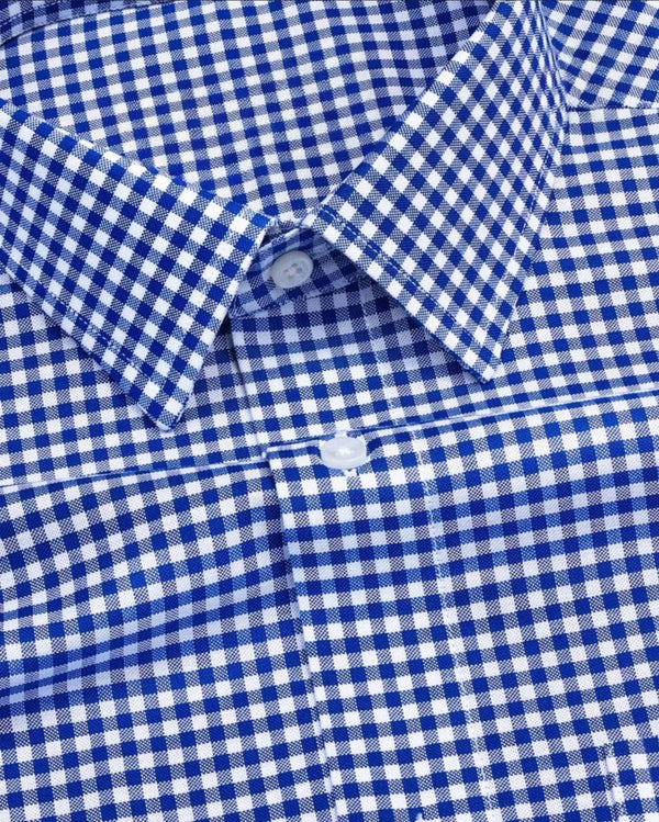 Men's Navy Regular Fit Checks Full Sleeve Shirt - Merinowear