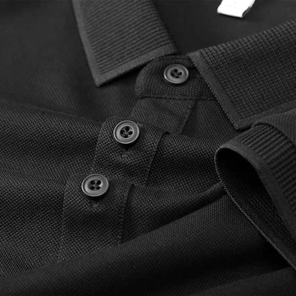 Men's Black Saltbox Seamless Ribbed Polo T-Shirt - Merinowear