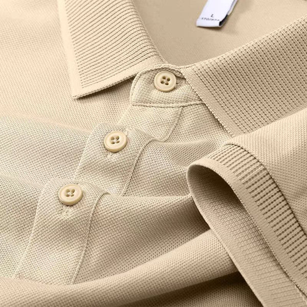 Men's Light Brown Saltbox Seamless Ribbed Polo T-Shirt - Merinowear