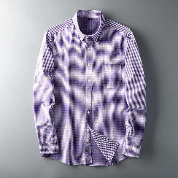 Men's Purple Checked Full Sleeve Shirt - Merinowear