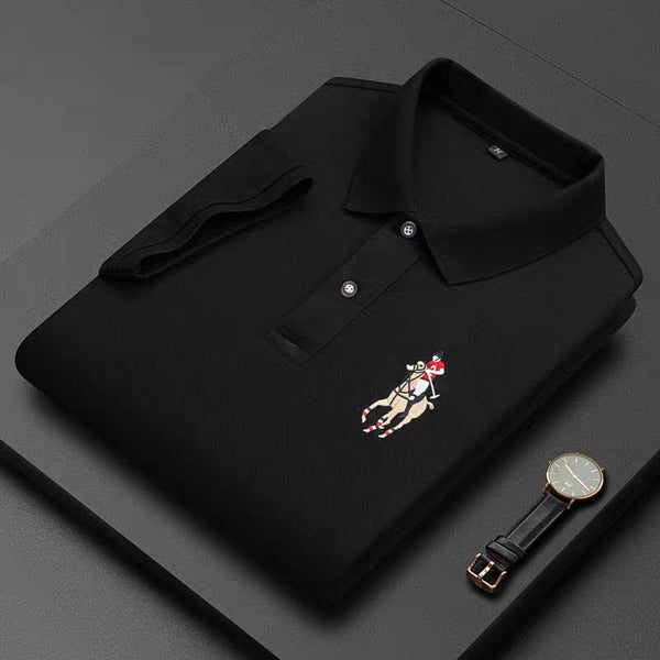 Men's Black Half Sleeve Embroidery Logo T-Shirt - Merinowear