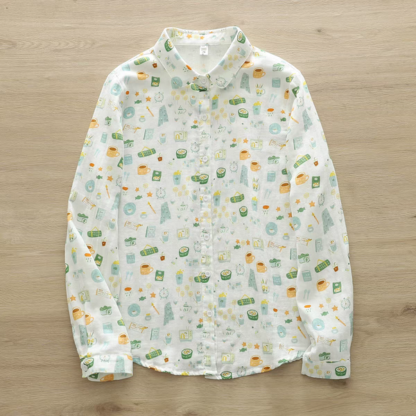 Men's Cotton Linen Printed Shirt Regular Fit Full Sleeve Shirts - Merinowear